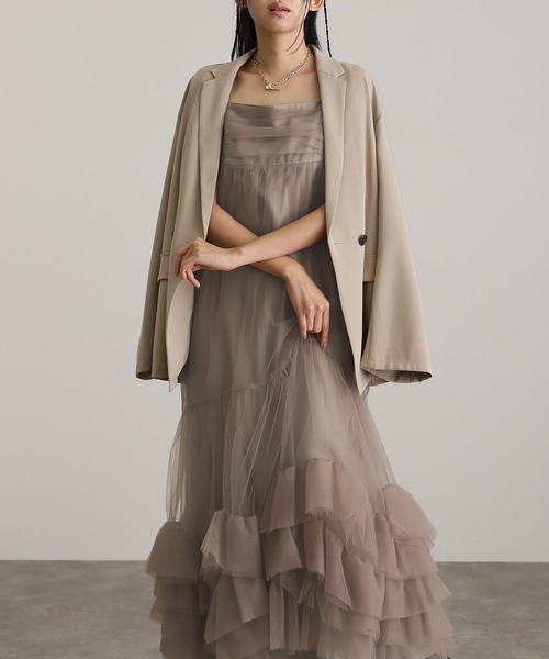 atlo（アトロ） ドレス ロング＆袖ありフォーマルボリュームチュール