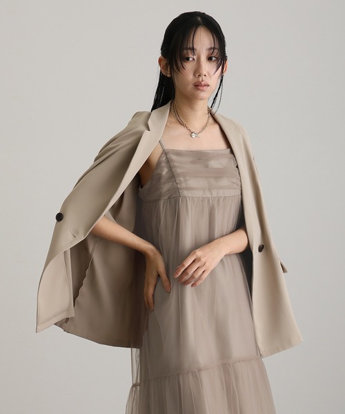 atlo（アトロ） ドレス ロング＆袖ありフォーマルボリュームチュール