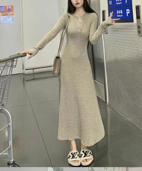 gossip!ロサンゼルス ワンピース Y2Kヘンリーネック 前ボタン