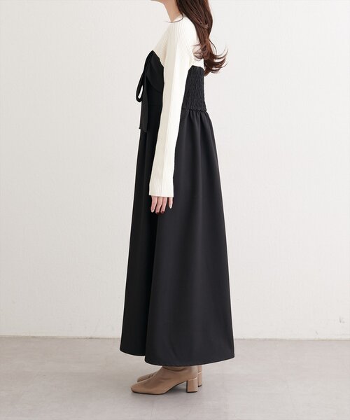 natural couture ワンピース リボン風ドッキングワンピース : ZOZOTOWN