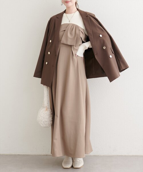 natural couture ワンピース リボン風ドッキングワンピース : ZOZOTOWN