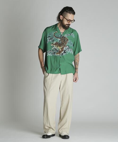 ワイドパンツ スラックス Schott/ショット/LINEN TROUSERS/リネン トラウザー メンズ レディースの画像