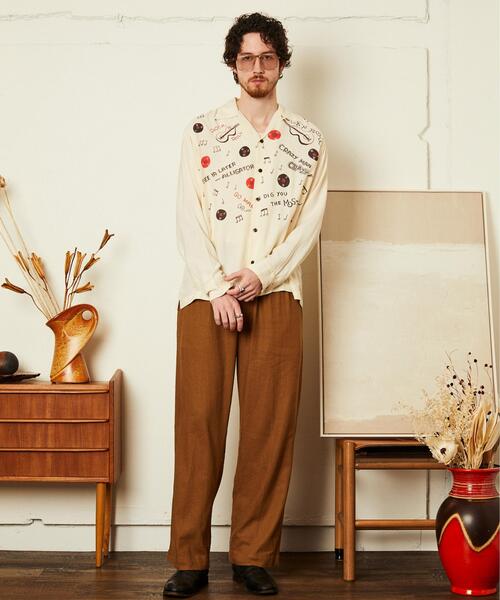 ワイドパンツ スラックス Schott/ショット/LINEN TROUSERS/リネン トラウザー メンズ レディースの画像