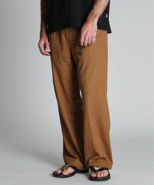 ワイドパンツ スラックス Schott/ショット/LINEN TROUSERS/リネン トラウザー メンズ レディースの画像