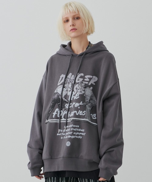 「AIVER」 プルオーバーパーカー LARGE チャコールグレー メンズ_画像8