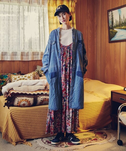 「Freada」 キャミソールワンピース フリ- レッド レディース_画像7