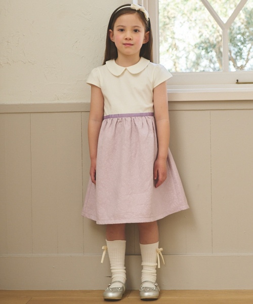 petit main 120cm セレモニーワンピース petit main ワンピース 「セミフォーマル」ジャガード切り替え