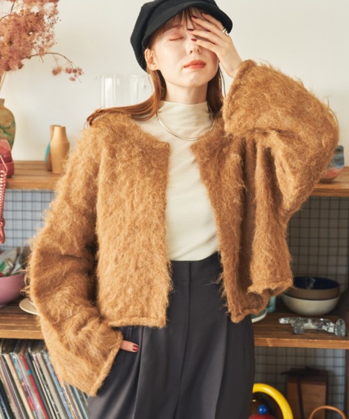 「hinari」 ニットボレロ FREE グレー レディース_画像2