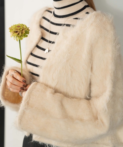 「hinari」 ニットボレロ FREE グレー レディース_画像3