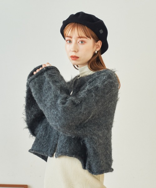 「hinari」 ニットボレロ FREE グレー レディース_画像7