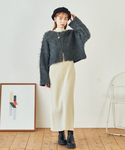 「hinari」 ニットボレロ FREE グレー レディース_画像8