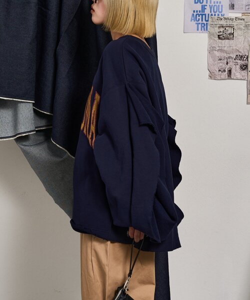 「etsinta」 スウェットカットソー ONE SIZE グレー レディースの画像