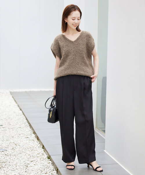 「TRICOTS JEAN MARC」 ニットベスト FREE ベージュ レディース_画像3