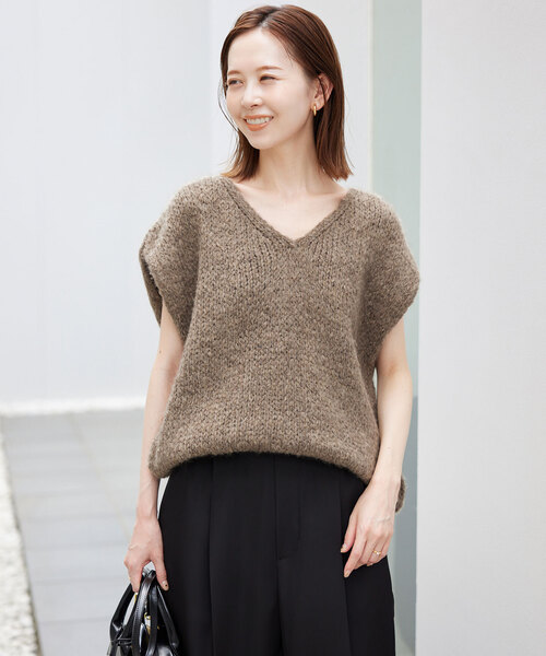 「TRICOTS JEAN MARC」 ニットベスト FREE ベージュ レディース_画像5