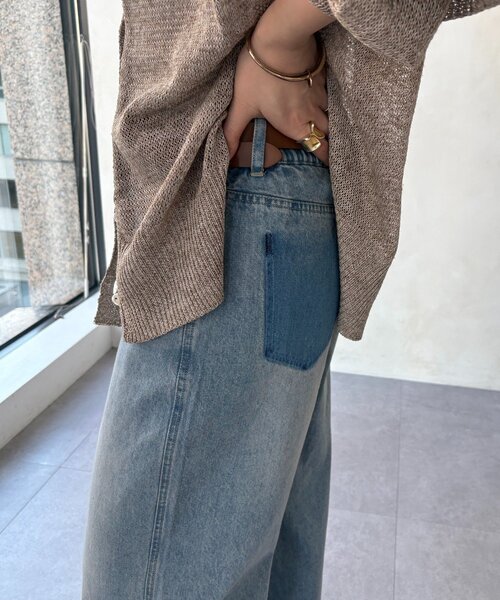 ジーンズ デニム デニムパンツ ミドルオンスダメージスリットデニム レディースの画像