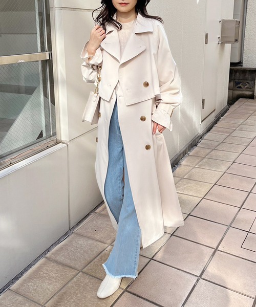 「one after another NICE CLAUP」 トレンチコート LARGE ベージュ レディース_画像4