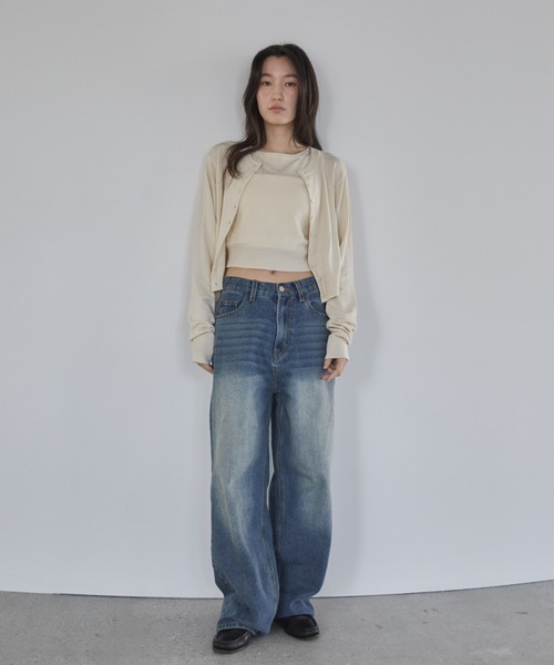 「feepur」 カーディガン MEDIUM チャコールグレー レディース_画像3