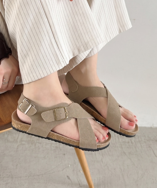 Ada. サンダル スエードクロスデザイン コルクソールサンダル