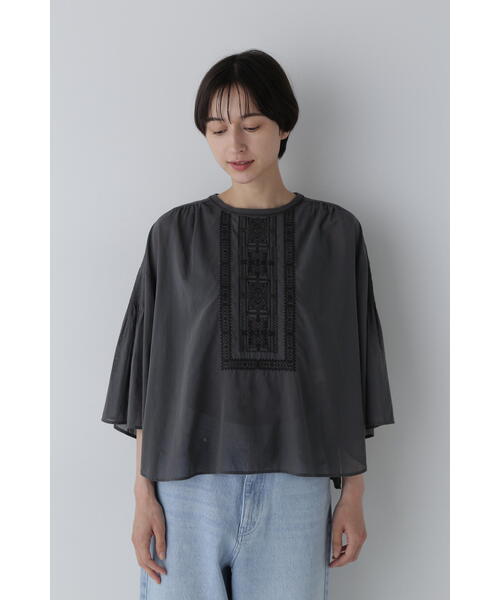「human woman」 7分袖ブラウス MEDIUM グレー系その他 レディース_画像4
