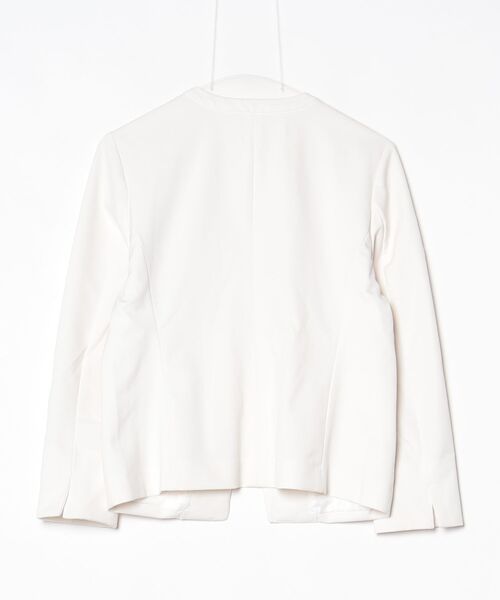 「OFUON le MK」 ノーカラージャケット 40 アイボリー レディース_画像2