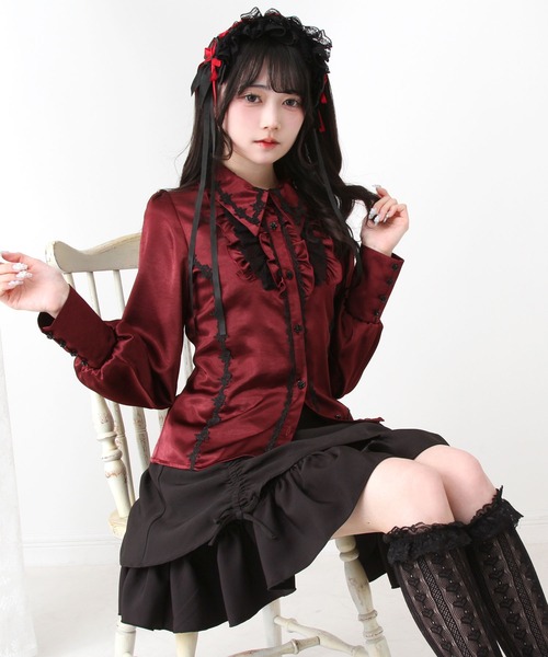 「DearMyLove」 長袖ブラウス MEDIUM パープル レディース_画像7
