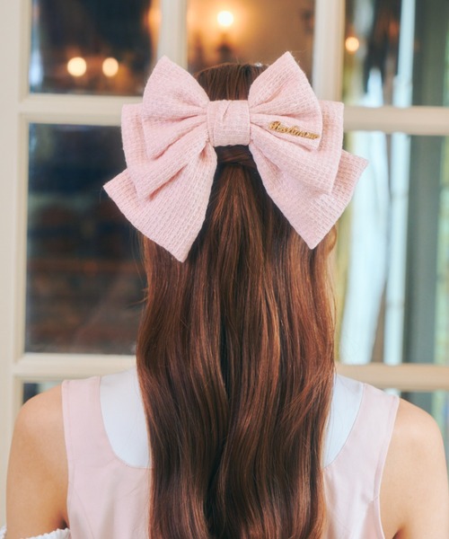 ReAmour ヘアクリップ ツイードビッグリボンバレッタ : ZOZOTOWN Yahoo