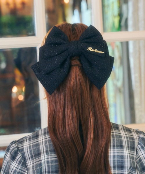 ReAmour ヘアクリップ ツイードビッグリボンバレッタ : ZOZOTOWN Yahoo