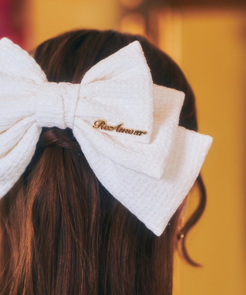 ReAmour ヘアクリップ ツイードビッグリボンバレッタ : ZOZOTOWN Yahoo