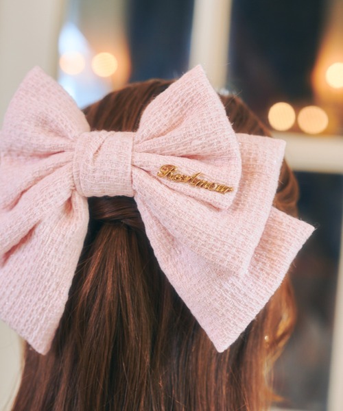 ReAmour ヘアクリップ ツイードビッグリボンバレッタ : ZOZOTOWN Yahoo