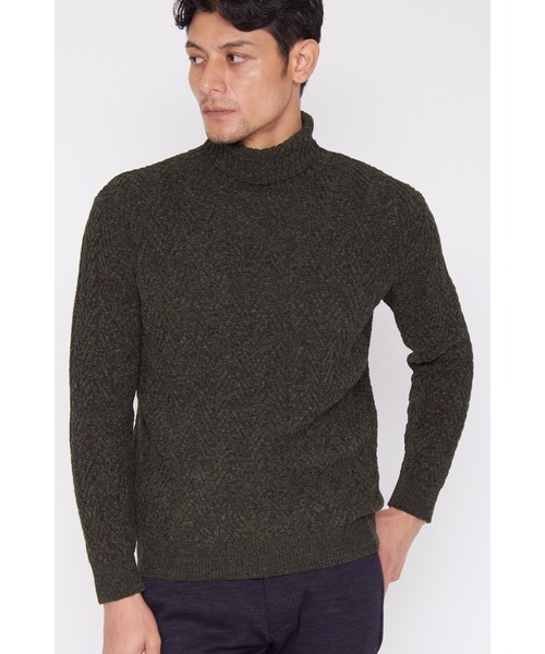 ZERO by TORNADO MART∴へリンボンモールタートルネックニット