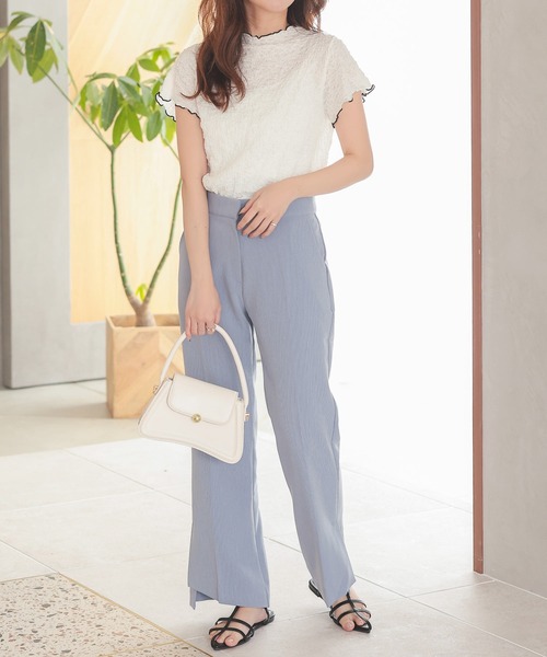 Isn't She？ パンツ スリットパステルカラーパンツ レディース