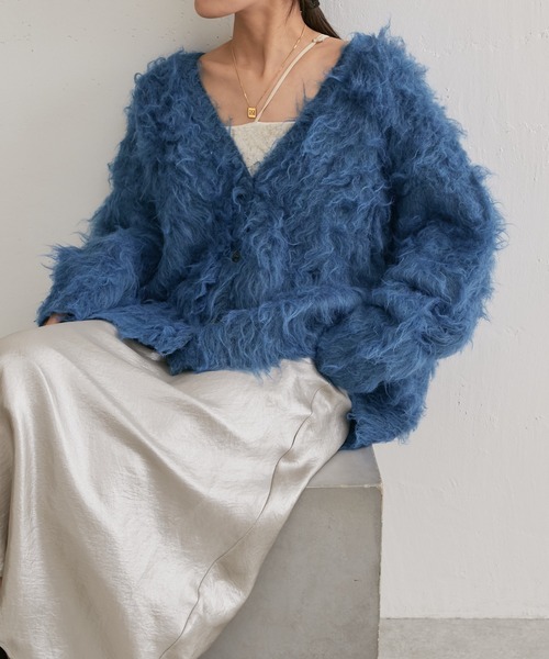 カーディガン リサイクルシャギーオーバーニットカーディガン