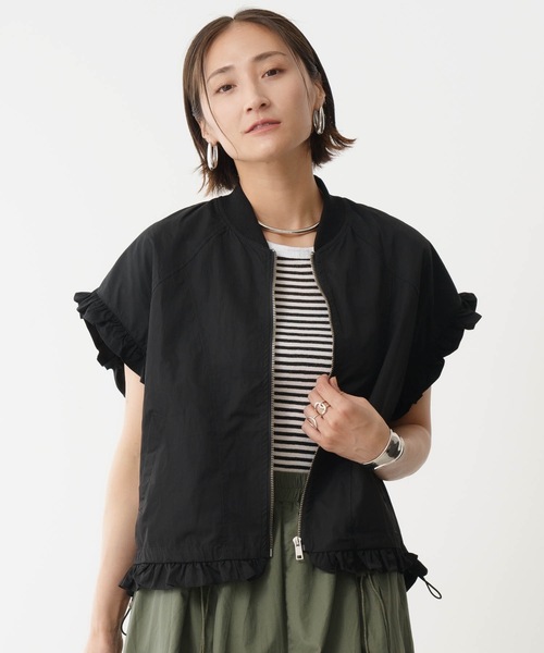 ベスト ジレ フリルブルゾンジレ レディース