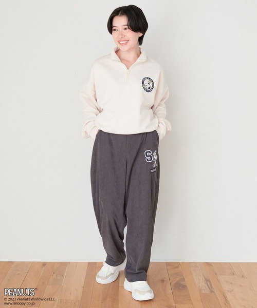 パンツ 「ピーナッツ/PEANUTS」スヌーピー刺繍コーデュロイパンツ 