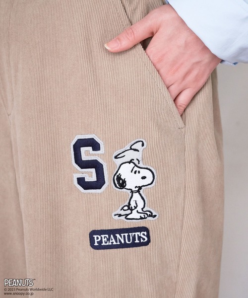 パンツ 「ピーナッツ/PEANUTS」スヌーピー刺繍コーデュロイパンツ 