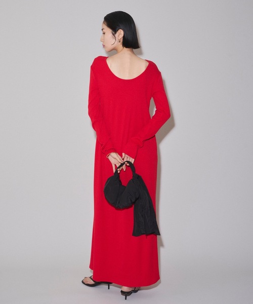 ワンピース 2way Uneck rib long dress/2way Uネックリブロングドレス