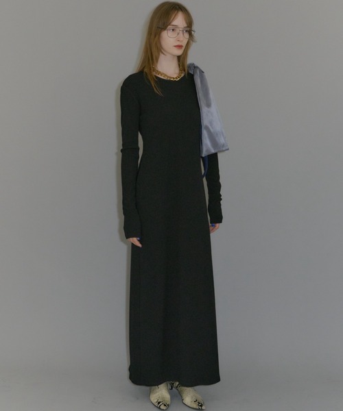 ワンピース 2way Uneck rib long dress/2way Uネックリブロングドレス