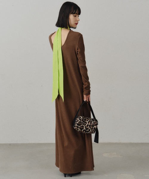 ワンピース 2way Uneck rib long dress/2way Uネックリブロングドレス