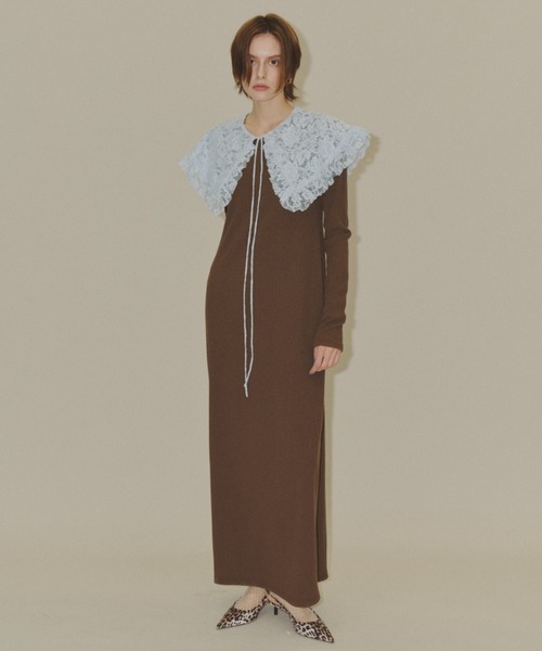 ワンピース 2way Uneck rib long dress/2way Uネックリブロングドレス