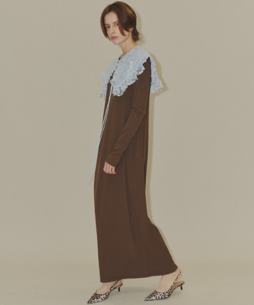 ワンピース 2way Uneck rib long dress/2way Uネックリブロングドレス