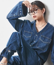 CHIC STYLE ブラウス シャツ 綿100％ワイドスリーブVネック