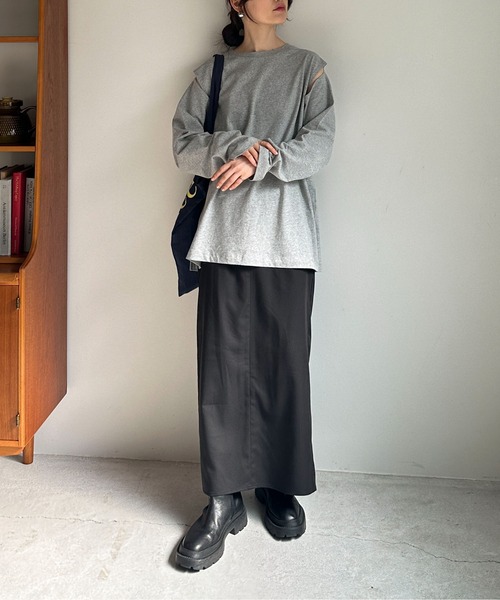 feepur tシャツ ショルダーカットアウトルーズロンT レディース