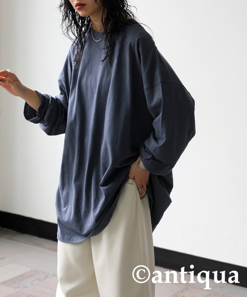tシャツ 綿麻混ロングTシャツ レディース メンズ | antiqua