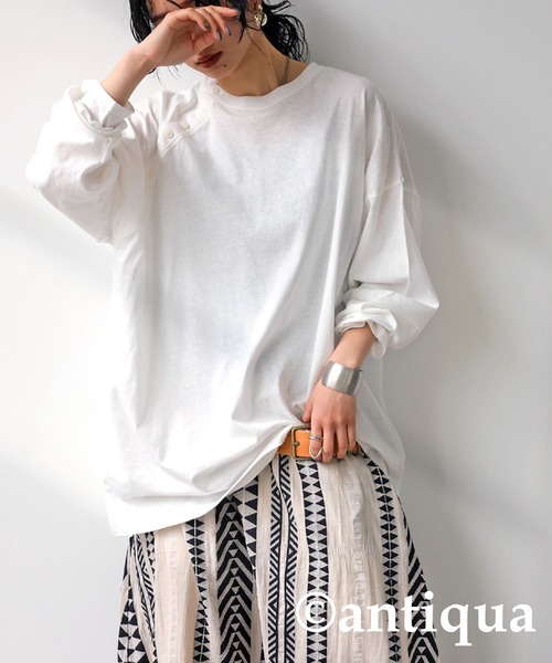 tシャツ 綿麻混ロングTシャツ レディース メンズ | antiqua | 08
