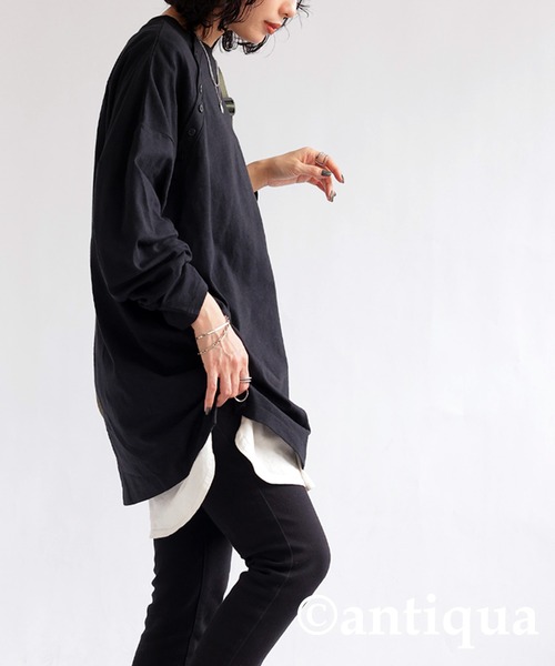 tシャツ 綿麻混ロングTシャツ レディース メンズ | antiqua | 18