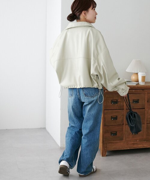 【新品◎未使用品】Discoat レザージャケット ブルゾン　アイボリー Discoat（ディスコート） ブルゾン アウター 「新色追加!/WEB限定