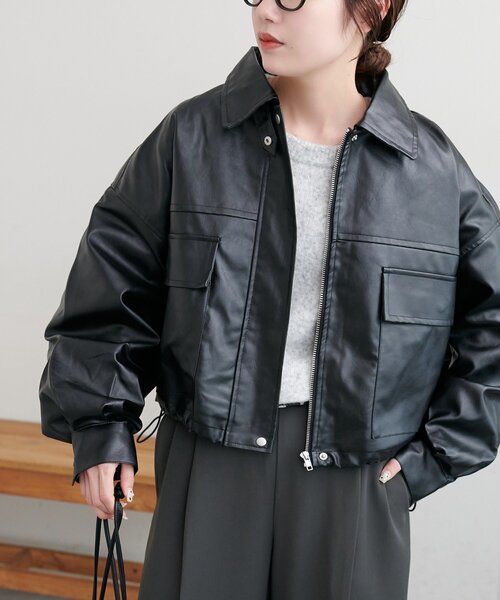 ★あーちゃそ。★ディスコートレザージャケット【ブラック】 Discoat（ディスコート） ブルゾン アウター 「衿取り外し可能/ユニ