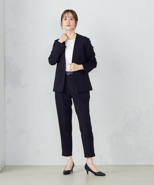 極美品 コムサイズム パンツスーツ ２点セット 黒 ブラック ウール混 春物 COMME CA ISM（コムサイズム） セレモニースーツ スーツ