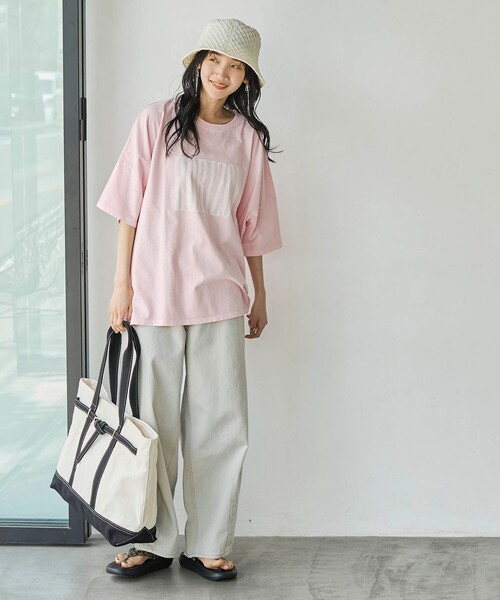 tシャツ 「定番」ロゴプリント製品染ビックTシャツ レディース fifth 箔プリントロゴTシャツ | 人気レディースファッション通販