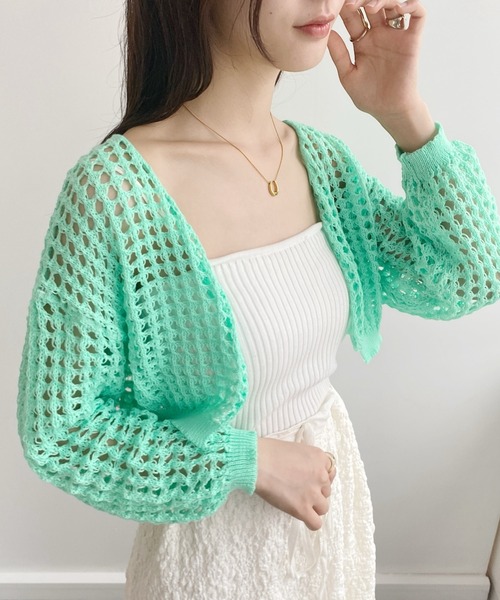 ゆ*か様 【試着のみ】pois メッシュカーディガン United store カーディガン メッシュカーディガン レディース